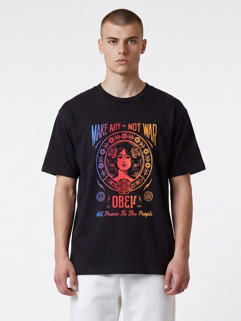 Obey Men's 'Make Art Not War' Black Graphic Tee